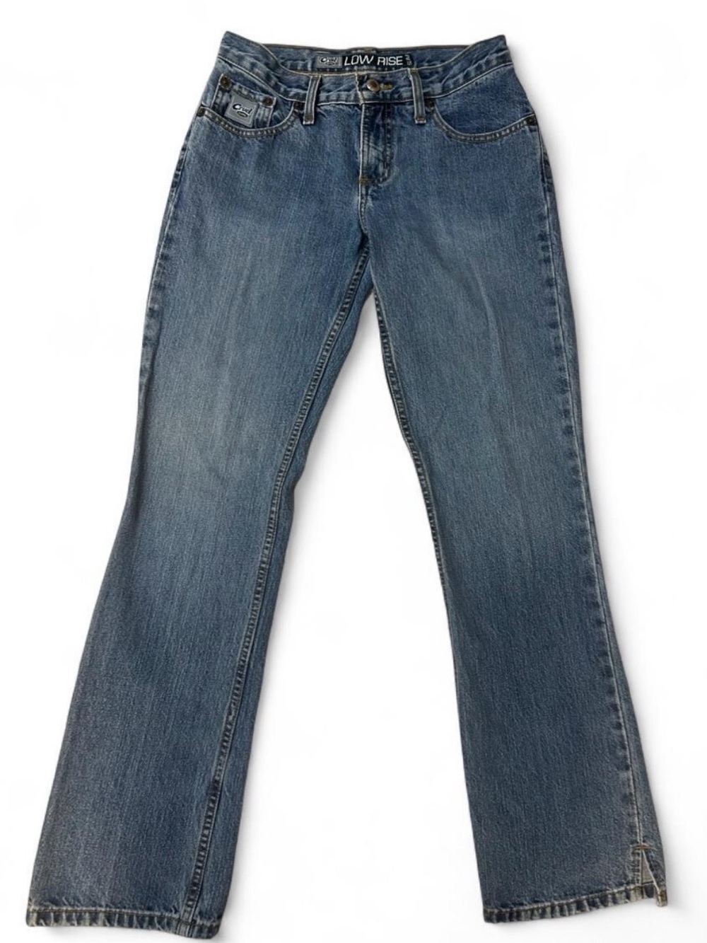 Cruel Girl Low Rise Flare Jeans in Blue Wash